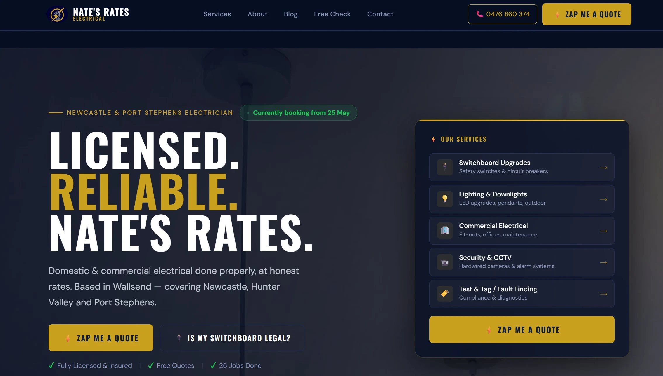 Nate's Rates Electrical website